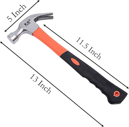 Forged Steel Claw Hammer, 1 Pcs 21 Oz Tack Stubby Hammer with Leather Handle for Pulling Out and Driving Nails (M)