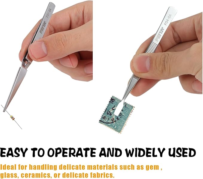FEITA Precision Craft Tweezers Stainless Steel Tweezer Set for Jewelry, Crafting, Bead & Nail Art Tools – 4 Piece Twizzers