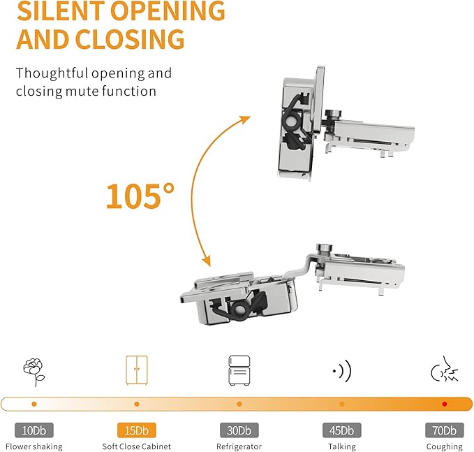 Chibery 6 Pack 5/8" Overlay 3D Soft Close Concealed Hinge for Face Frame Door, Satin Nickel, Hidden 105 Open Angle Stainless Steel Hinge for Kitchen Cabinet Door
