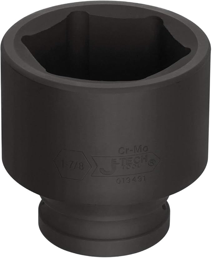 Jetech3/4 Inch Drive x 1-7/8 Inch Standard 6-Point Impact Socket, Heat Treated Cr-V Alloy Steel, for Heavy Duty Machinery Repairs and Maintenance