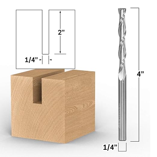 YONICO Upcut Router Bits Spiral 2 Flute Solid Carbide CNC End Mill 1/4-Inch Dia. 1/4-Inch Shank 31218-SC