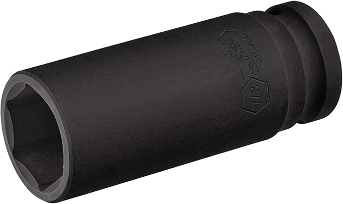 Jetech 1/2 Inch Drive 7/8 Inch Deep Impact Socket, Made with Heat-Treated Chrome Molybdenum Alloy Steel, 6-Point Design, SAE
