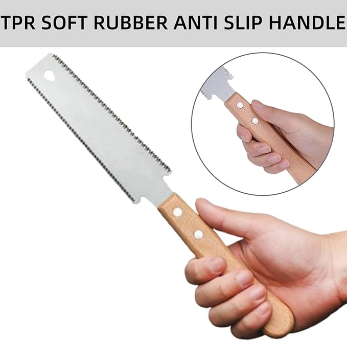 12.2 Inch Double Edged Hand Saw,Japanese Style Hand Saw,Detachable & Flexible Flush Cut Saw for Fine and Coarse Cutting Woodworking (Wooden Handle)