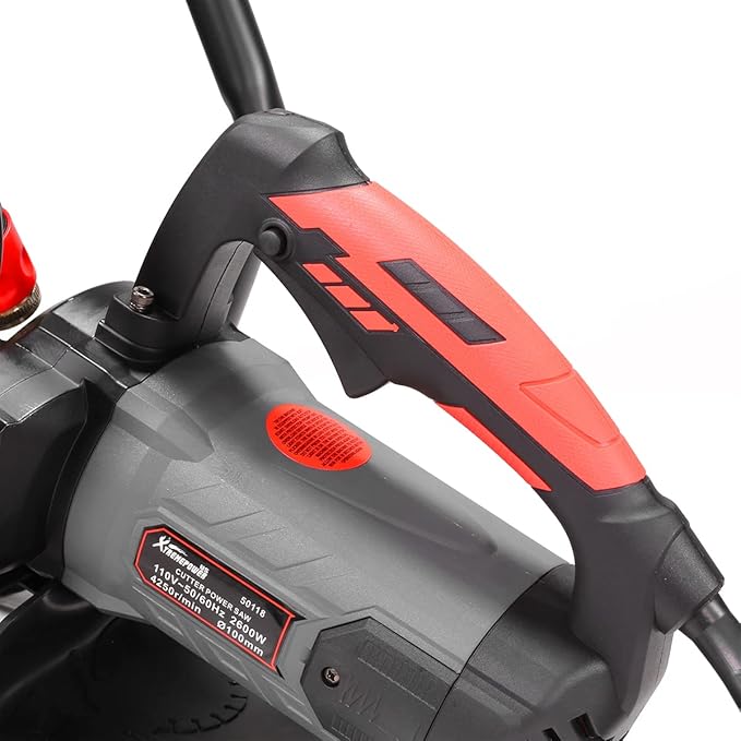 XtremepowerUS 2600W 14" Concrete Saw Electric Cutter Wet/Dry Circular Concrete Cement Cut Off Floor Saw Water Feed Dust Port, Black/Red. Cutting Saw ONLY