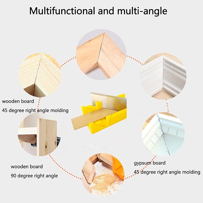 Mitre Box 12 Inch,Miter Box with Ruler Scale, Preset Cutting Box with 45 Degree,135 Degree for Molding Trim, Durable Angle Box for Baseboard, Wainscoting,Crown Wall Frame Molding (Mitre Box)