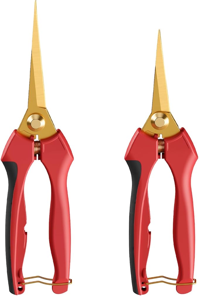 FLORA GUARD Garden shears ??8.2" Straight Tip & 7.2" Curved Blade pruning shears for gardening, Great Christmas Gifts, ideal for Precise Trimming of Flowers, Plants, and Garden Maintenance (2 Pack)