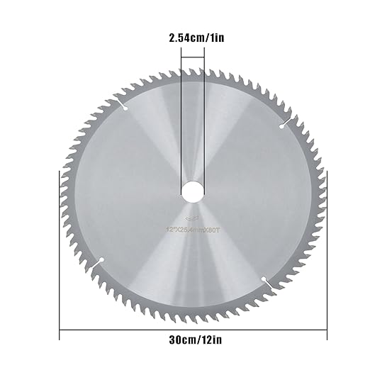 WFLNHB Alloy Woodworking Saw Blade 12 Inch 80 Tooth Circular Saw Blade with 25.44mm Arbor Hole Fit for Wood, Plywood Smooth Cutting
