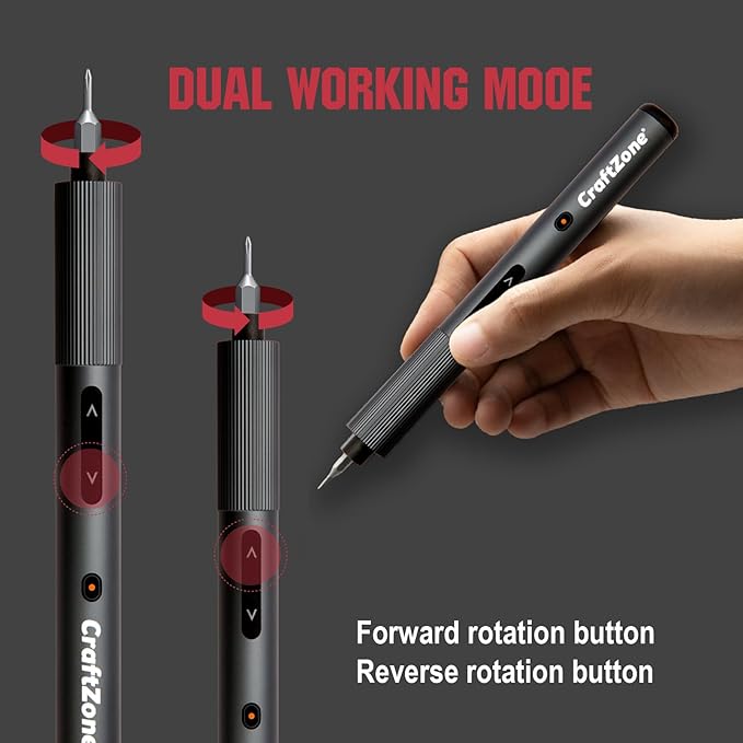 Ultra Mini Electric Screwdriver, Max 0.5N.m, Power Screwdriver with20 S2 Steel Bits, 5/32'' Hex with LED Light, Magnetic Storage, Repair Tool for Electronics, Camera, Laptop(Grey)