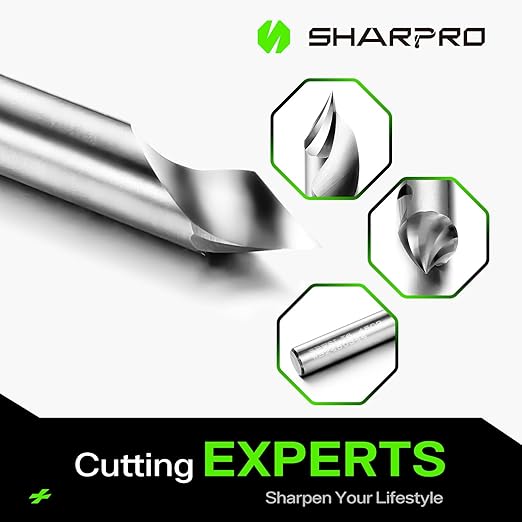 SHARPRO Chamfer Router Bits V Groove O Flute Spiral Router Bit 45 Degree 1/4 Inch Shank CNC Carbide V-bit for Engraving and Chamfering Lettering, Ideal for Wood, Acrylic and PVC (3PCS)