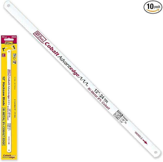 IVY Classic 28424 H1224P 12-Inch 24 TPI Metal Cutting Hacksaw Blade, Bi-Metal, 10-Pack