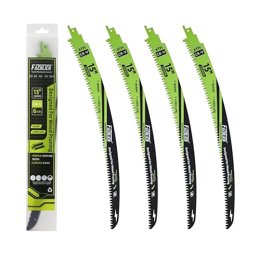 15" Japanese Teeth Reciprocating Saw Blades Wood Pruning - FACHLICH 4pcs Curved Edge 6TPI for Tree Trimming, Wood/PVC Pipe Cutting, Cr-V Sabre Blades Better Wear Resistance