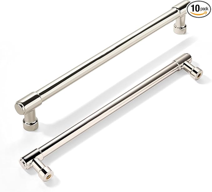 khtumeware 10 Pack 7-1/2 Inch(192mm) Polished Nickel Cabinet Pulls Kitchen Cabinet Hardware for Cupboard Drawer Pulls Dresser Handle
