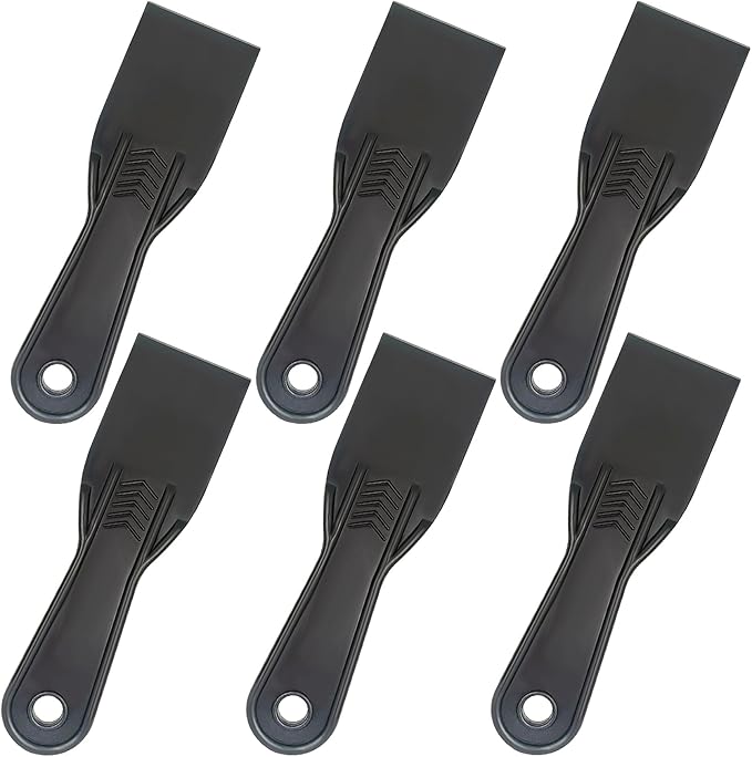 6 Pack Plastic Putty Knife Set, 2" Flexible Paint Scraper Tools for Spackling, Drywall Repair, Patching, Plastering, Caulking, Wallpaper Removal, Non-Scratch Spackle Knife & Putty Scraper
