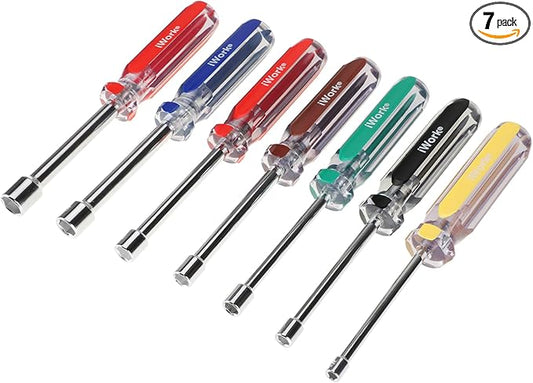 Olympia Tools SAE Nut Driver Set 86-513, 7-Piece Color Handle