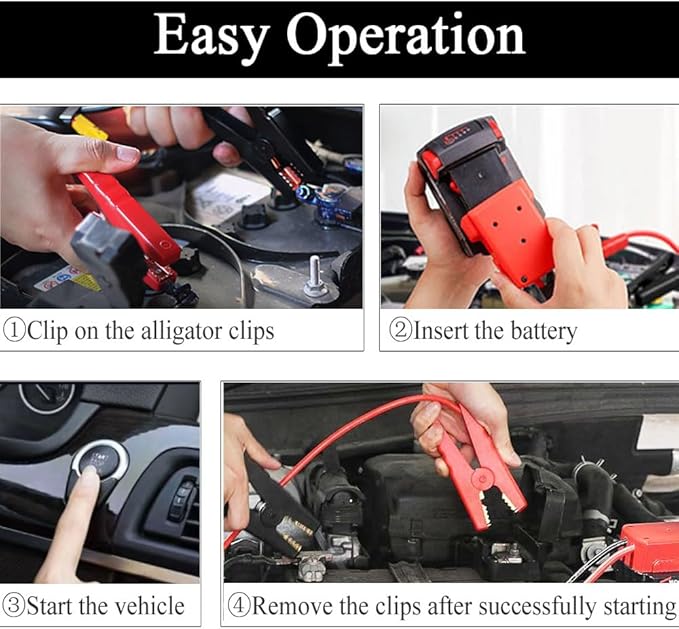 Jumper Cable Clamps Compatible with Mil.waukee M18, Silicone wire 6FT 8AWG Cable,18V Battery Jumper Starter for Mid-Size Cars Light Trucks Car Jump Starting Using Tool, 392 ??(200??