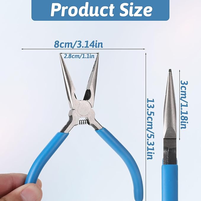 Needle Nose Pliers Serrated Jaw Pliers 5" Precision Long Nose Plier Jewelry Plier Tools for Jewelry Making Electronics Repair Object Grasping Craft Making