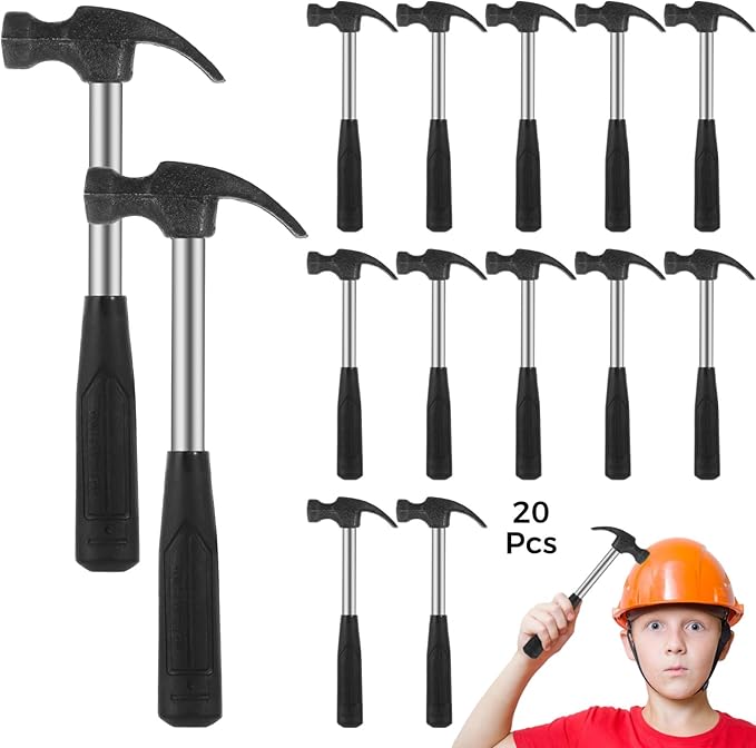 20 Pcs Mini Claw Hammers, Small Hammers for Little Ones, Solid Safety Hammers with Non-slip Rubber Handles, Plastic Household Hammers, Wall Nail Removers, Mini Sledge Hammers