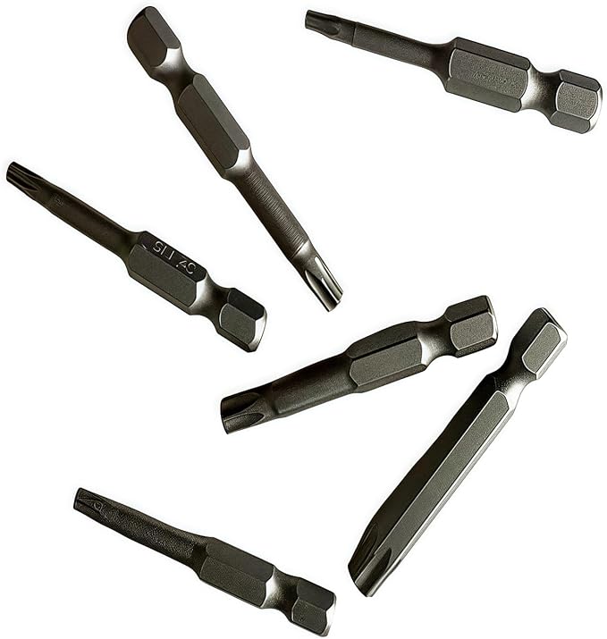 6-pack,torx screwdriver set,tamper proof torx bit set,security 1.96 inches long,S2 alloy steelmaterial, para,star bits (T10/T15/T20/T25/T30/T40)