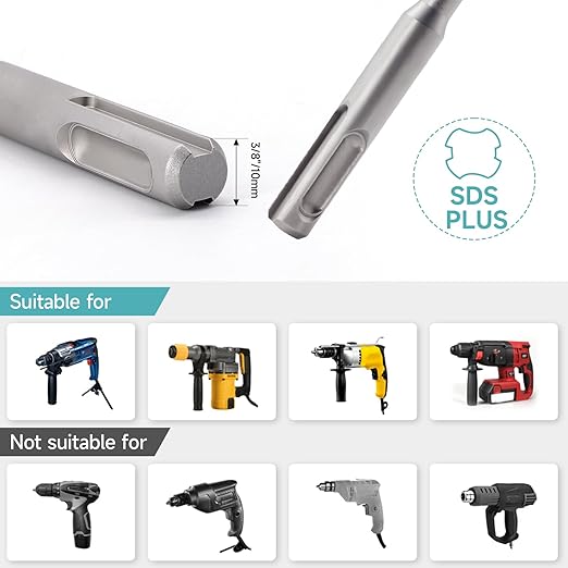 27Pcs SDS-Plus Drill Bits & Chisel Set - Rotary Hammer Carbide Tipped Double-Threaded Drill Bits & Chisels & SDS-Max to SDS Plus Adapter, with Storage Box, for Masonry Construction Materials