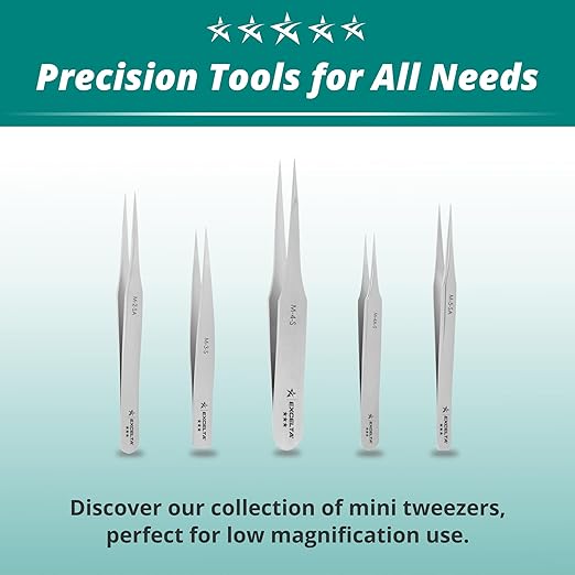 Excelta Stainless Steel Mini Tweezers, Ultra-Fine Straight Point, Compact 2.75" Length, Ideal for High Magnification Work, Precision Handling, Professional
