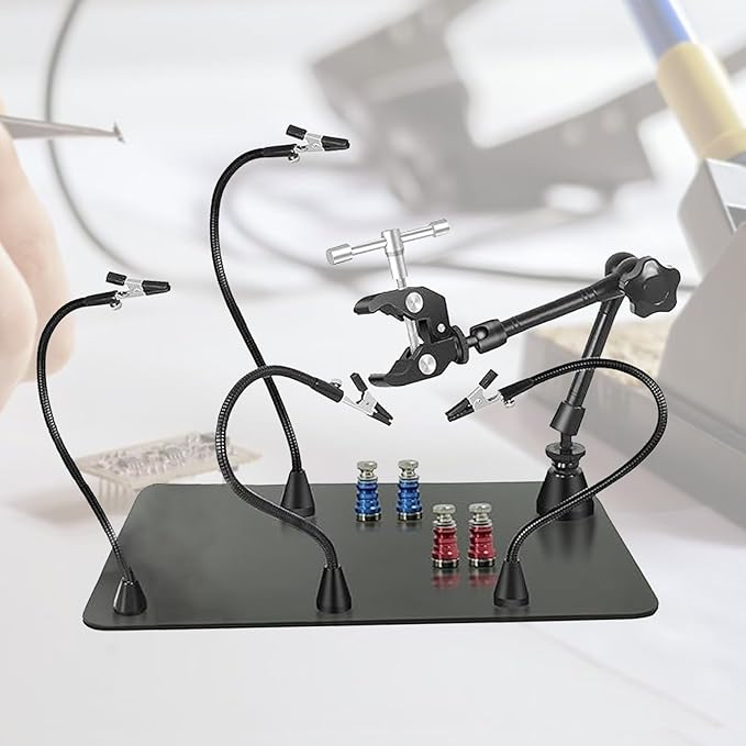 Helping Hands Magnetic Soldering Clamp with 2.16-inch Jaw Opening,360 degree rotation,Third Hand Tool,Magnetic PCB Clip for Heat Gun Repairing