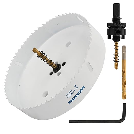 Mollom (168mm | 6-5/8") HSS M42 with 8% Cobalt BI-Metal Hole Saw with 2 Pilot Drill Bits & Arbor Smooth Cutting for PVC,Drywall,Wood,Plastic,Gypsum Board,Rubber