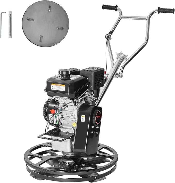 VEVOR Power Trowel, 24??Walk-Behind Cement Trowel with Float Pan, 6HP Gas-Powered Smooth Concrete Surface Finisher, Heavy Duty Commercial Screed Concrete Cement with Finishing Blade