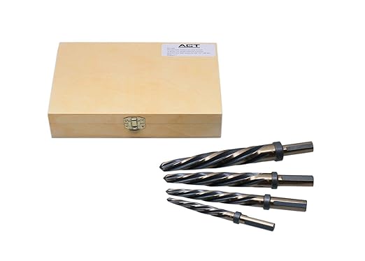 Accusize Industrial Tools - 4 Pc High-Speed Steel Spiral Flute Car Reamer Set, Gold Oxide Finish, Sizes 3/8", 1/2", 5/8", 3/4", Fits 3/8'' & 1/2'' Chuck, 0522-1800