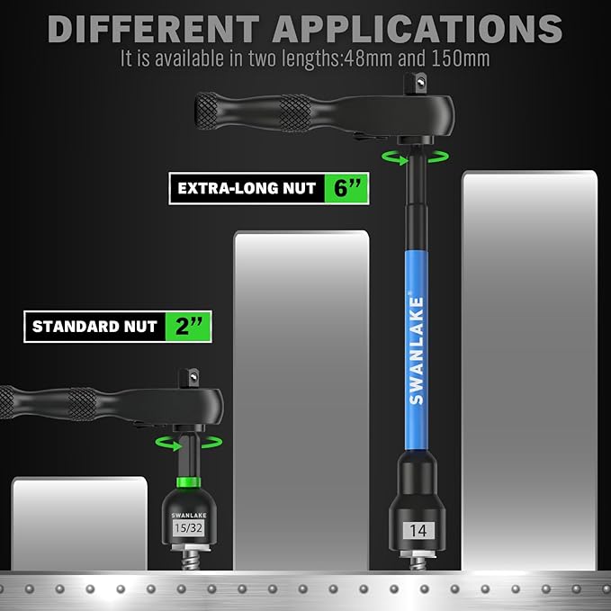 41-Piece Magnetic Nut Driver Set for Impact Drill Metric & SAE, Impact Socket Adapter, 2-IN-1 Ratchet Handle, Wing Nut Driver, Universal Socket, 1/4'' Quick-change Bit Holder