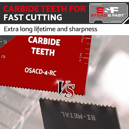 S&F STEAD & FAST Oscillating Tool Blade Carbide, Multitool Blades Industrial-Strength, Universal Fit for Quick Release, Oscillating Saw Blades for Hard Metal, Nails, Screws, Bolts, 4-Pack
