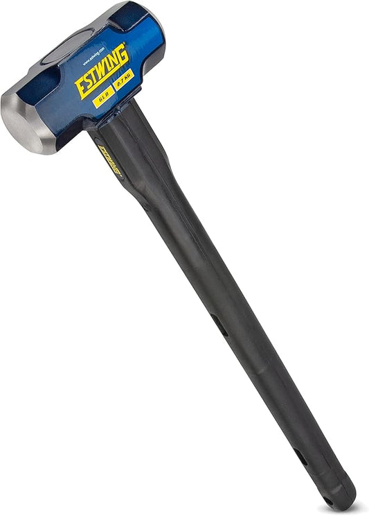 Estwing 6-Pound Hard Face Sledge Hammer - 24-Inch Indestructible Handle, Locked Steel Head, Vulcanized Rubber Grip for Demolition & Stake Driving
