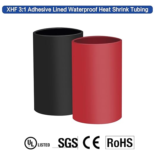 XHF 10PCS 2/0 AWG-1/2 Heavy Duty Battery Lugs with 3:1 Heat Shrink Tubing, Ring Terminals Battery Cable Ends Copper Eyelets Electrical Battery Connectors