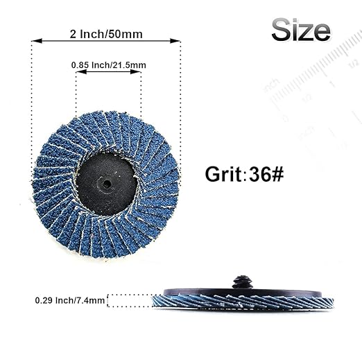 24 Pcs 2 inch Roll Lock Flap Discs with 1/4" Holder Die Grinder Attachments T27 Zirconia Flat 36/60/80 Grit Grinding Wheels for Surface Prep