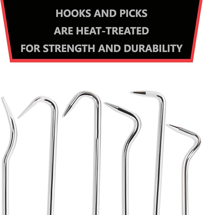 Hose Removal Hook Pick Set Pack of 6, 10" Hose Hook, Spoon, 8" Remover, Puller Tool for Radiator Hoses