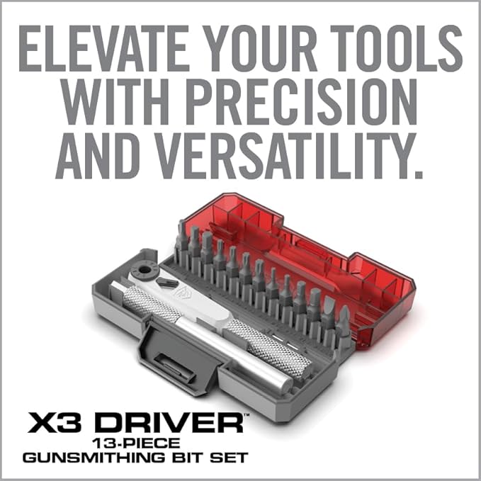 Real Avid X3 Ratcheting Screwdriver Set with 13 Bits, 3-in-1 Driver, T-handle & Extension - Includes 4 Hex 4 Torx 3 Metric 4 Standard Hex & Phillips