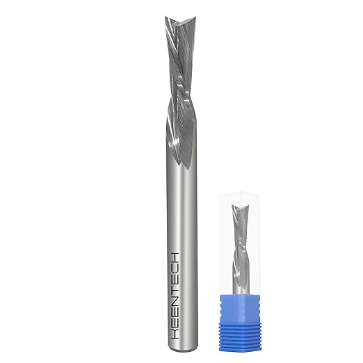 KEENTECH 6mm Shank Downcut 2 Flute Flat Tip Sprial Router Bit for CNC Router Machine, 6mm Cutting Diameter, 19mm Cutting Depth, for Wood Cutting, Custom Furniture, Slot Mortise, Engraving, Carving
