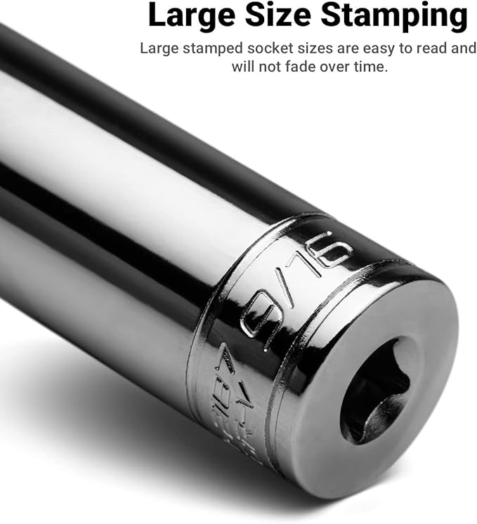 Capri Tools 7/16-Inch Deep Socket, 3/8-Inch Drive, 6-Point, SAE