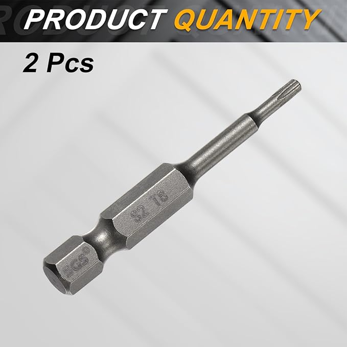 HARFINGTON 2pcs T8 Torx Head Screwdriver Bit 1/4" Hex Shank 2" (50mm) Long Magnetic No Hole Tip Tamper Proof 6 Point Star Screw Driver Drill Bits S2 Steel Industrial Power Screwdrivers