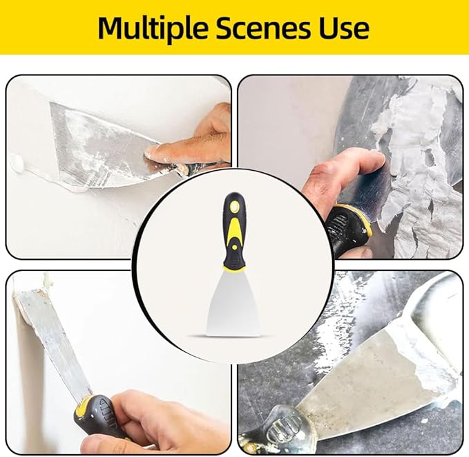 6Pcs Putty Knife Set, 1" 2" 3" 4" 5" 6" Scraper, Spackle Knife, Paint Scraper, Stainless Steel No Rusting, For Repairing Drywall, Removing Wallpaper, Mud, Plaster, Applying Putty, Cement