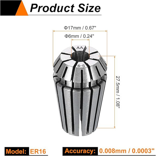 HARFINGTON Spring Collet Chuck ER16 6mm 65Mn Spring Steel Precision Router Collets for CNC Engraving Milling Lathe Tool