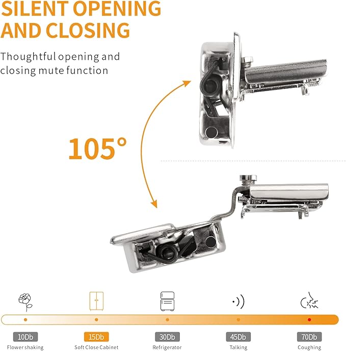 Chibery 50 Pack 3/4" Overlay 3D Soft Close Concealed Hinge for Face Frame Door, Smooth Slow Self Closing Hinges, Satin Nickel, Hidden 105째 Open Angle Stainless Steel Hinge for Kitchen Cabinet Door