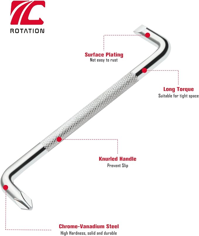 ROTATION 3pcs Offset Screwdriver Set, Head Screwdriver Set with Magnetic, Z-type Screw Drive with Philips and Flathead