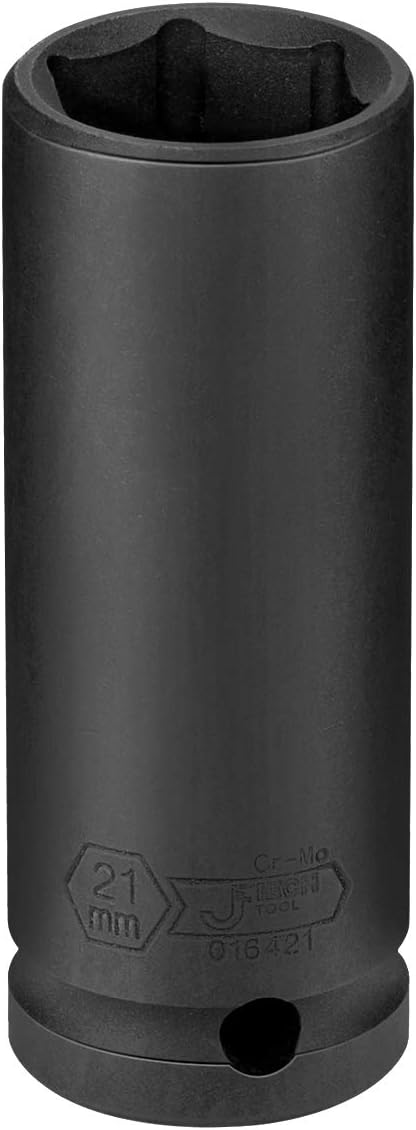Jetech 1/2-Inch Drive 21mm Deep Impact Socket with 6-Point Design, Heat-Treated Chrome Molybdenum Alloy Steel, Metric