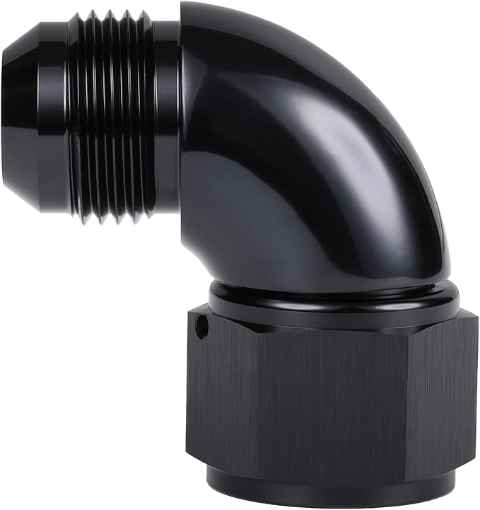 90 Degree 16AN Male to 16AN Female Swivel Full Flow Fitting Adapter Coupler Aluminum Black