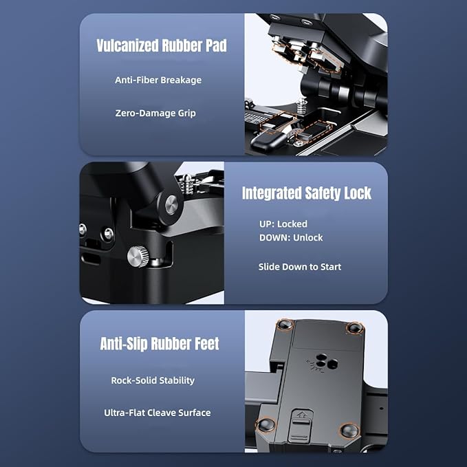 2026 Upgraded Mini One-Step Fiber Optic Cleaver, Ribbon Fiber Cleaver with ??0.5째 Precision, 24-Point Blade & 3-in-1 Holder ??Universal Splicer Companion for All Major Fusion Splicers