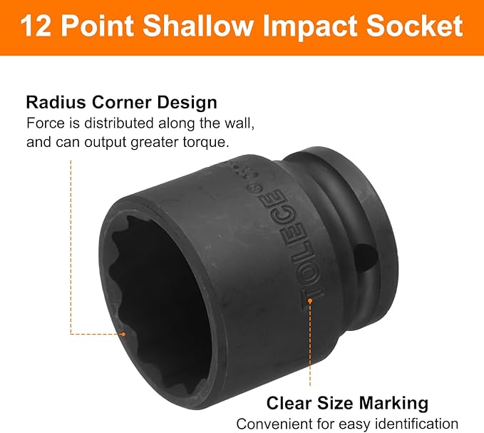 uxcell 1/2" Drive x 30mm Shallow Impact Socket 12-Point Metric CR-MO Steel Nut Impact Grade Socket for Auto Repair