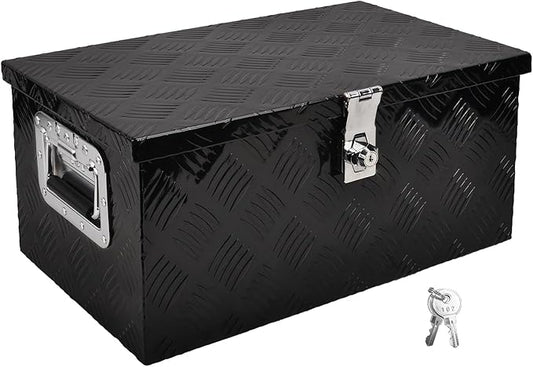 20 Inch Aluminum Truck Bed Tool Box, 5 Bar Tread Truck Tool Box with Lock&Keys, Heavy Duty Waterproof Flatbed tool box for Vans, Trailers, RVS竊똖rucks, Black(20"X12"X9.5")