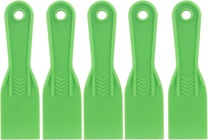 2 Inch Plastic Putty Knife Scraper, 5Pcs Flexible Spackle Knife for Spackling, Air Bubble Remover, Sticker Installation, Used for Repairing Walls, Pasting Plaster, Scraping Putty (Green)