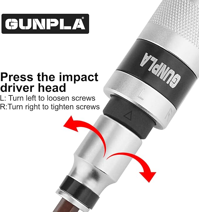 Gunpla Impact Screwdriver Set, Industrial-Grade 40CR Alloy Steel Manual Impact Driver with Phillips Slotted Hex Driver Spinning Ratchet Adapter Adjustable Handle for Fastening Loosening, 12 Piece