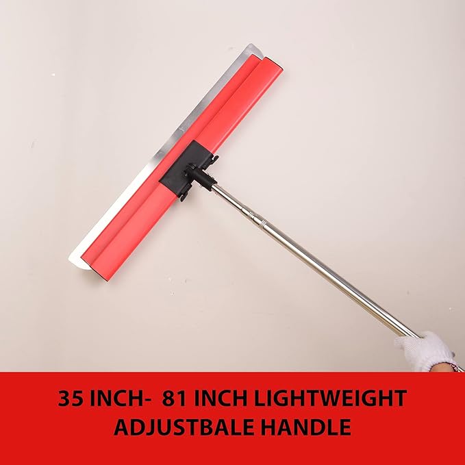 Drywall Tools Skimming Blade with Extension Handle - 12", 20" & 32" Blades with 2 Pack 0.3 mm Blades, Construction Tools End Caps, Wall-Board with Outer Box in Red